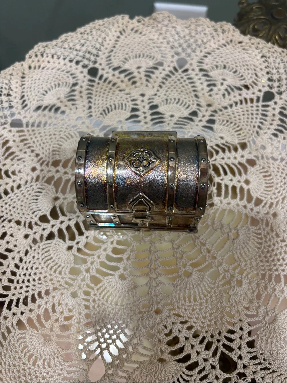 Silver-Plated Iridescent Treasure Jewelry Box